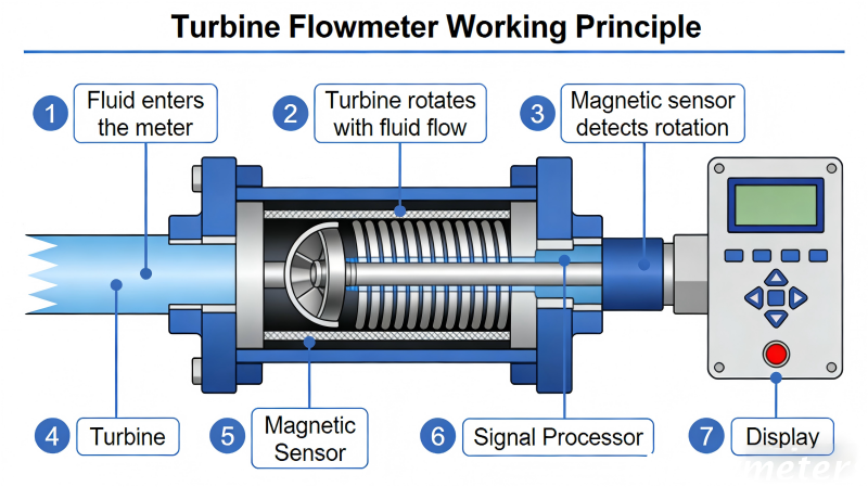 RBLTF Turbine Flow meter Working Principle